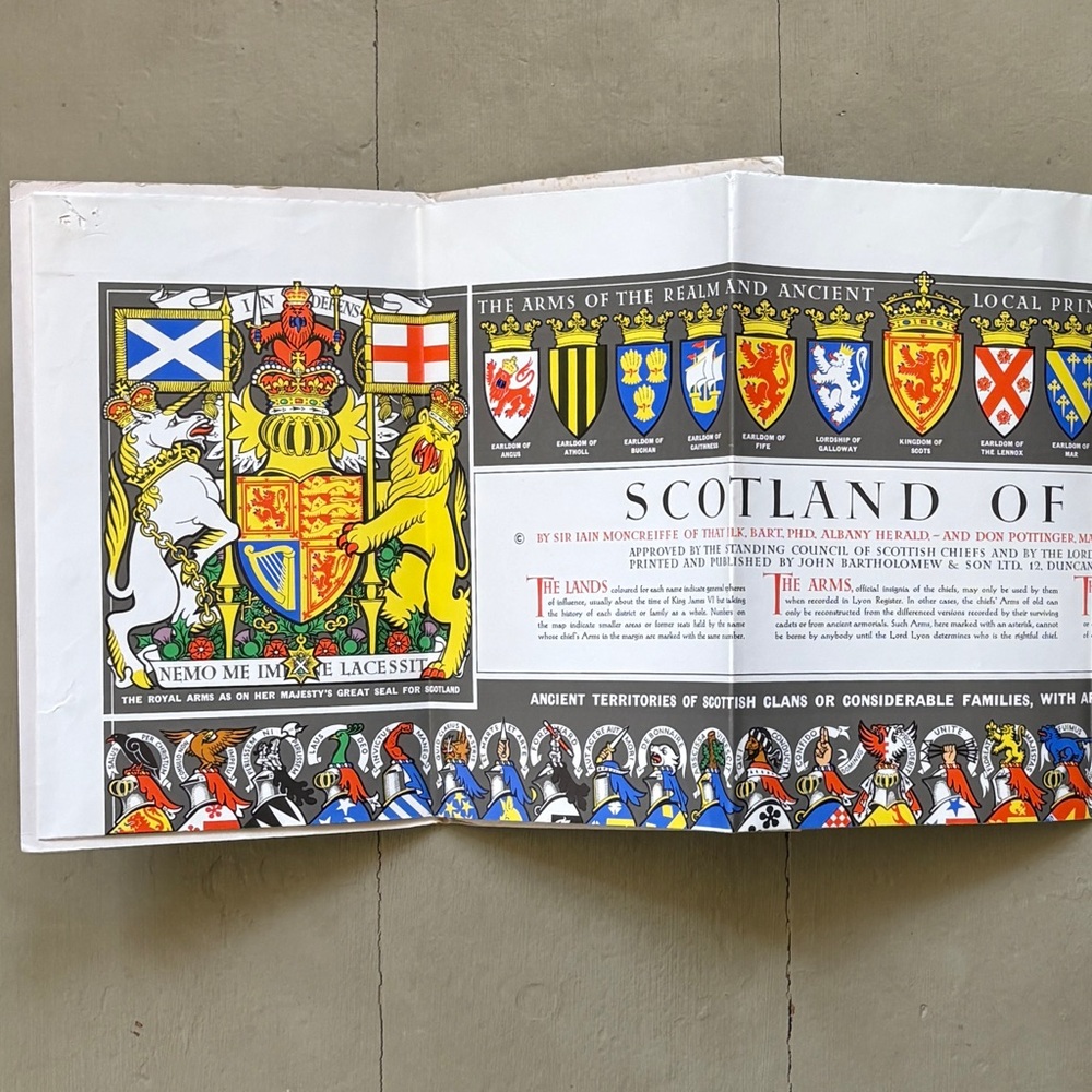 Bartholomew Clan Map Scotland of Old Tartan Plaid Vintage Scottish Chiefs - Picture 5 of 10